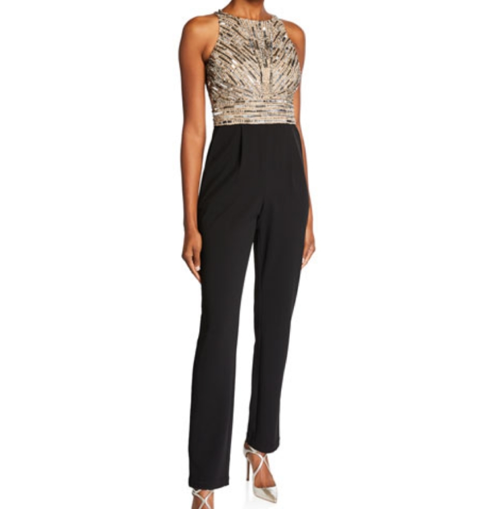 NWT $365 Aidan Mattox beaded crepe jumpsuit 2